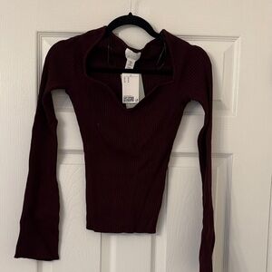 H&M Deep Burgundy Long Sleeve Top